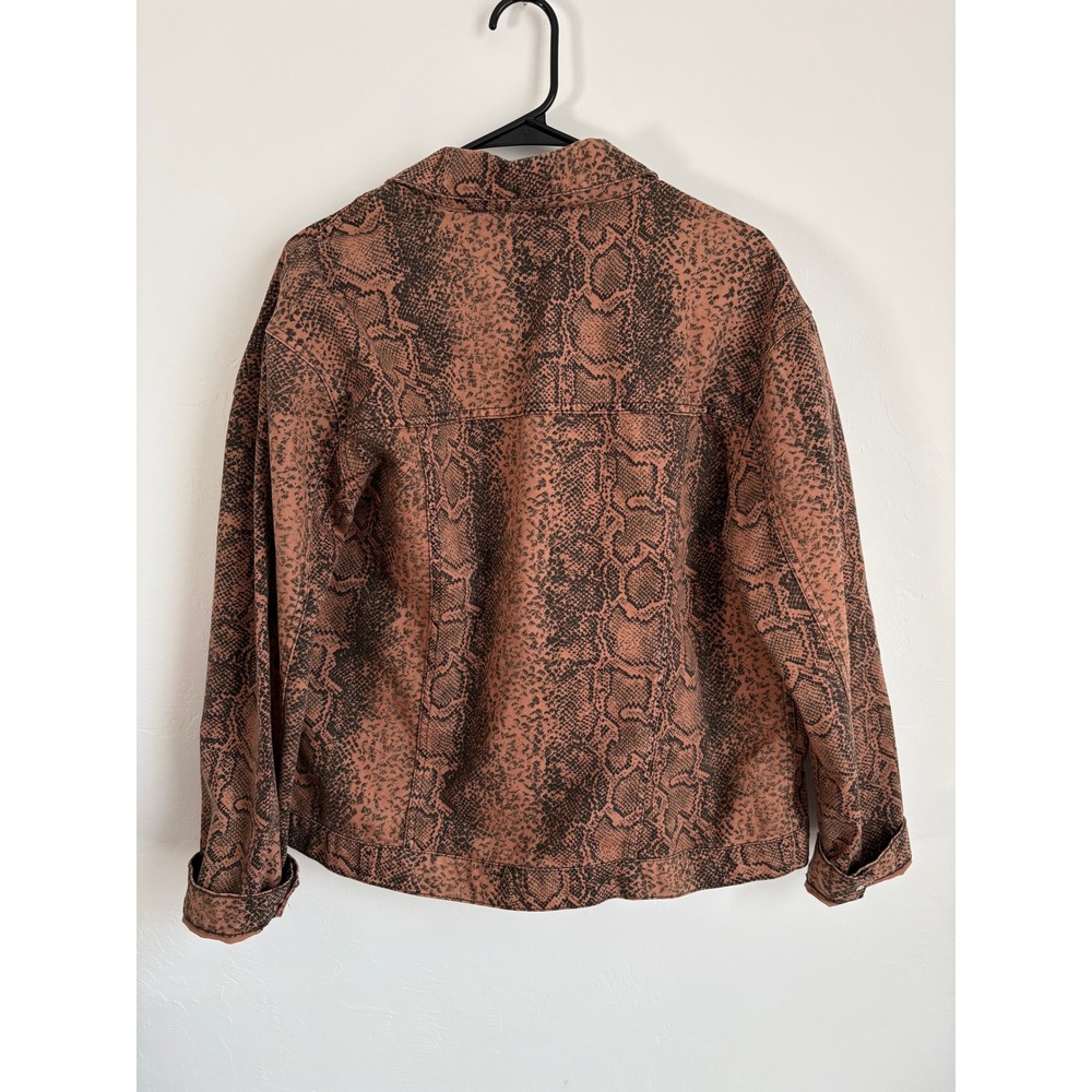 Free People Denim Snakeskin Jacket Boho Edgy Western Grunge Indie Festival Chic‎ - Picture 6 of 6